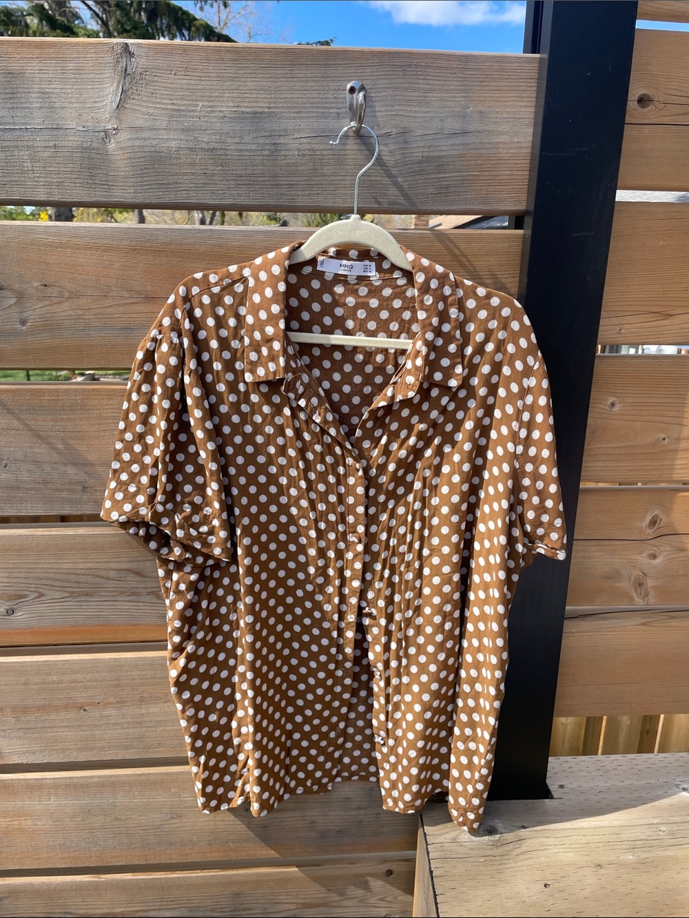 ⚡️5/$25-Casual Polka Dot Button-Down Shirt - Brown/White